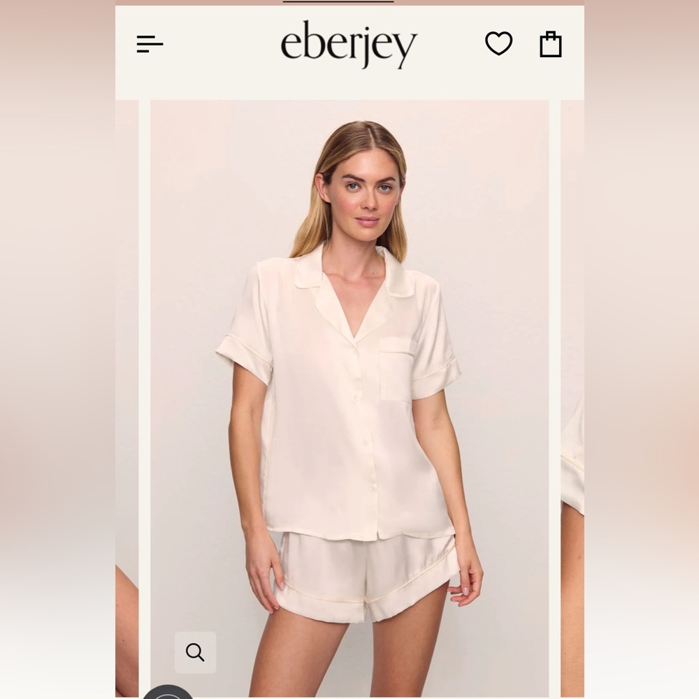 Eberjey Cream Short Sleeve Pajama Set